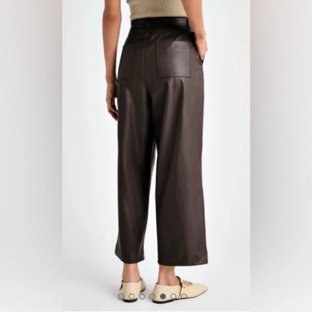 NWT Splendid Woman's Cropped Vegan Leather Ankle Trouser Brown Size 2 Inseam 26